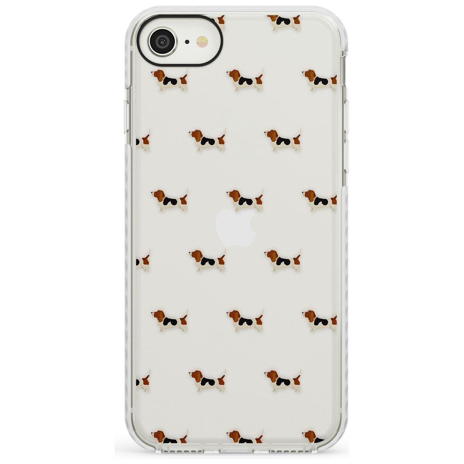 . Basset Hound Dog Pattern Clear Impact Phone Case for iPhone SE 8 7 Plus