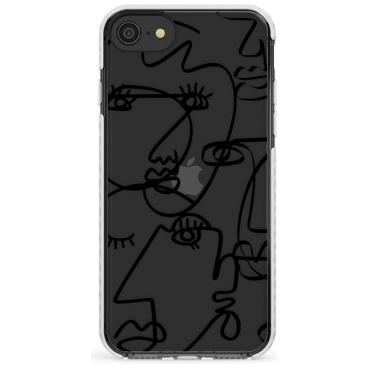 Continuous Line Faces: Black on Clear Slim TPU Phone Case for iPhone SE 8 7 Plus