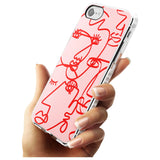 Continuous Line Faces: Red on Pink Slim TPU Phone Case for iPhone SE 8 7 Plus