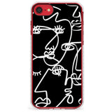 Continuous Line Faces: White on Black Slim TPU Phone Case for iPhone SE 8 7 Plus