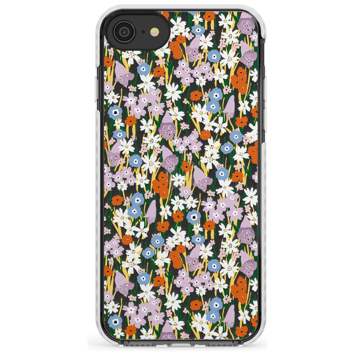 Energetic Floral Mix: Transparent Slim TPU Phone Case for iPhone SE 8 7 Plus