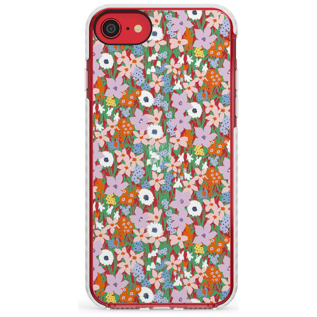 Jazzy Floral Mix: Transparent Slim TPU Phone Case for iPhone SE 8 7 Plus