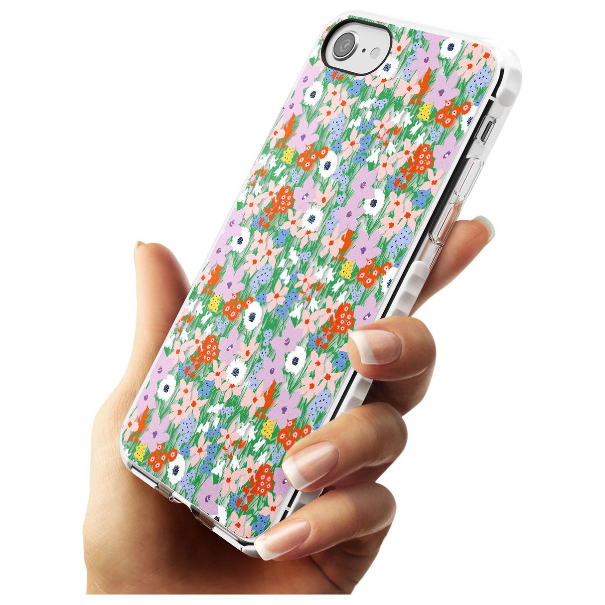 Jazzy Floral Mix: Transparent Slim TPU Phone Case for iPhone SE 8 7 Plus