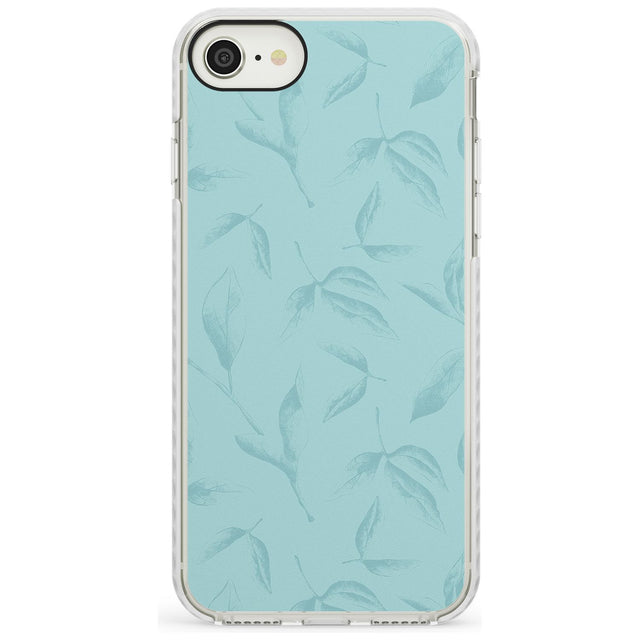 Blue Leaves Vintage Botanical Impact Phone Case for iPhone SE 8 7 Plus