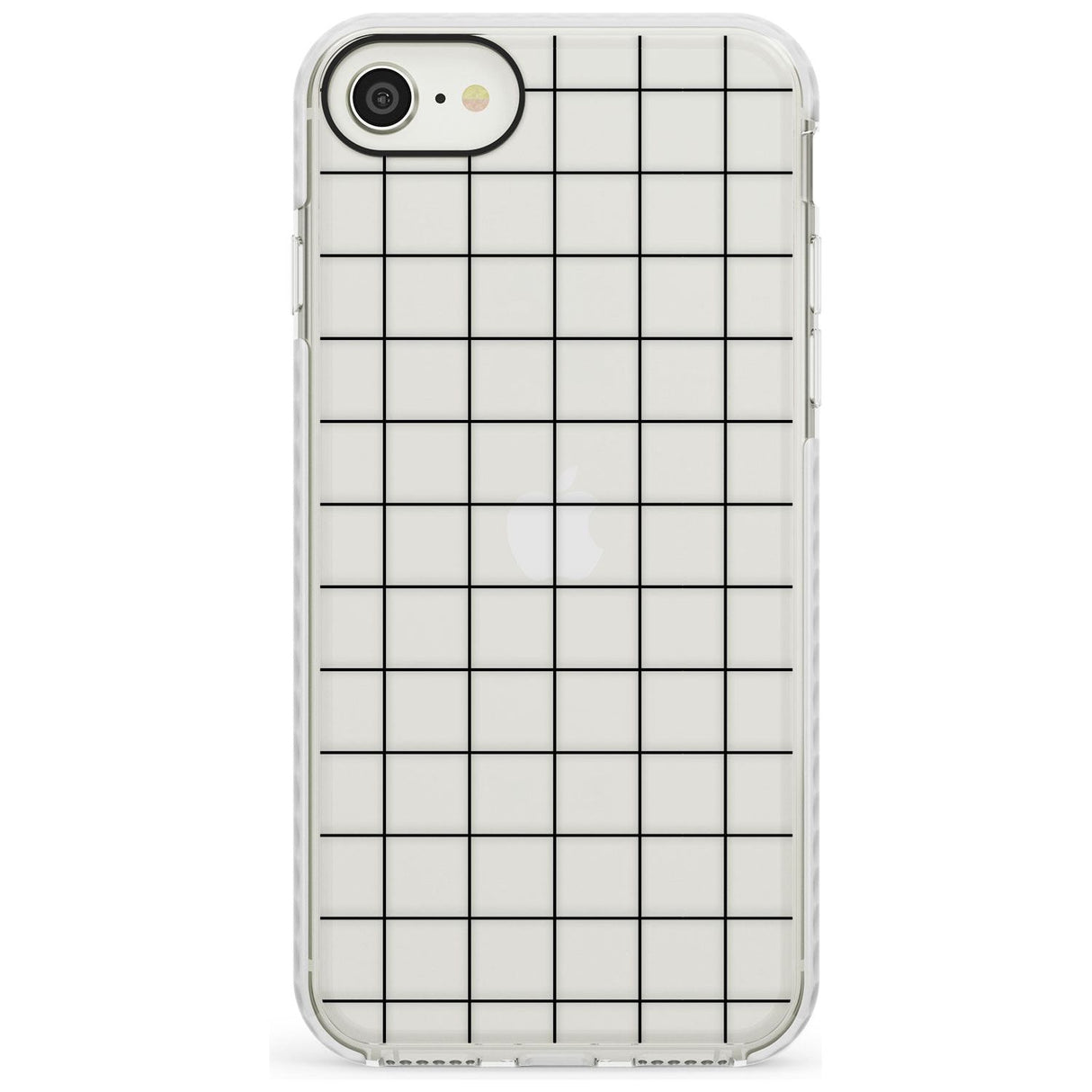 Simplistic Large Grid Pattern Black (Transparent) Impact Phone Case for iPhone SE 8 7 Plus