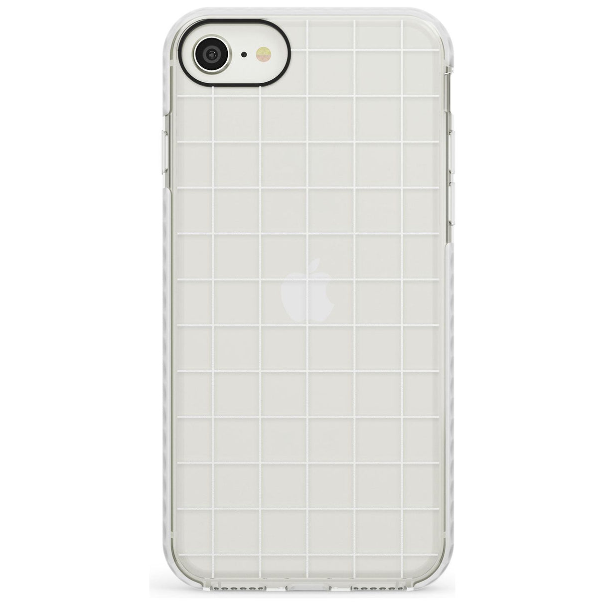 Simplistic Large Grid Pattern White (Transparent) Impact Phone Case for iPhone SE 8 7 Plus