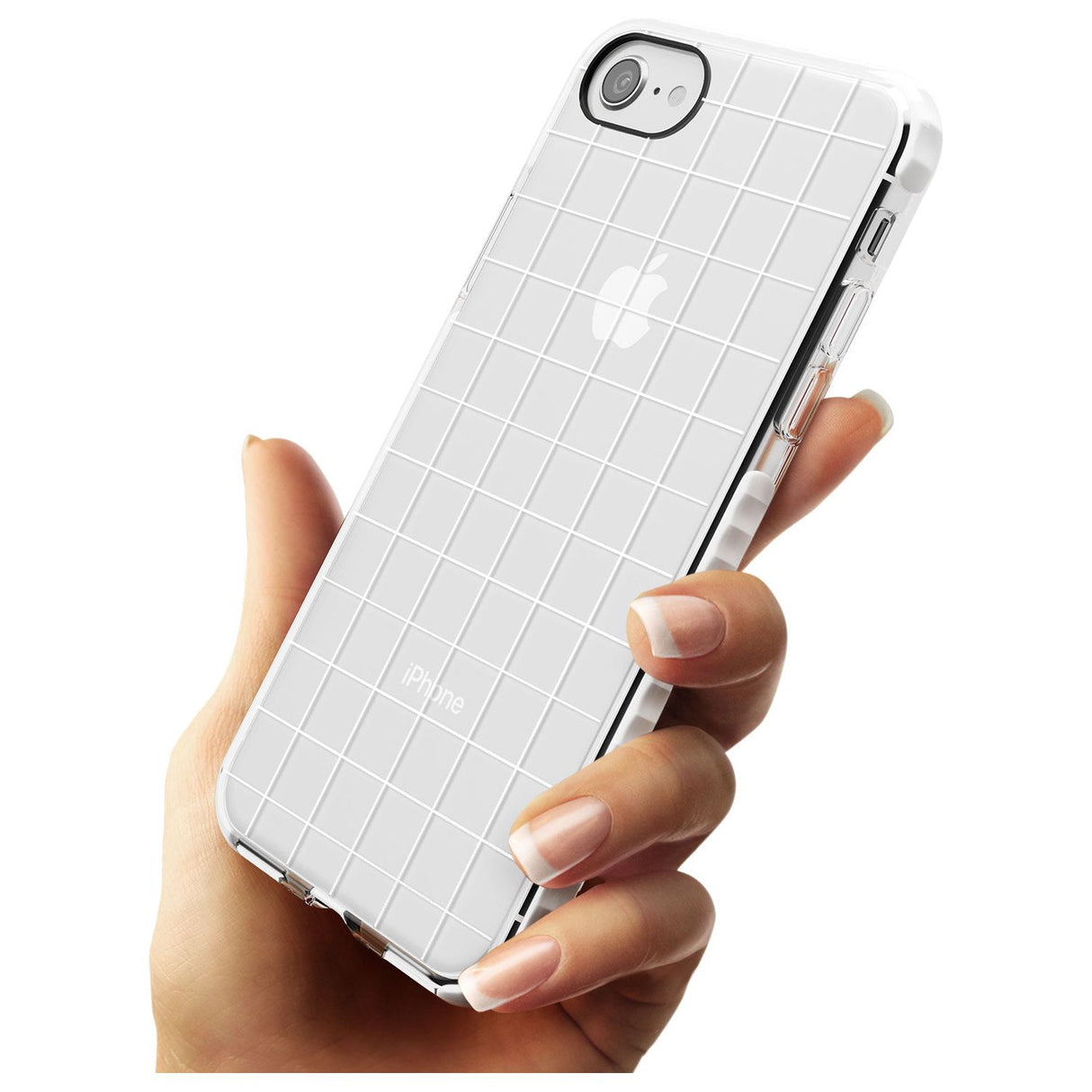 Simplistic Large Grid Pattern White (Transparent) Impact Phone Case for iPhone SE 8 7 Plus