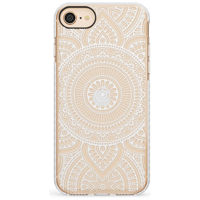 White Henna Flower Wheel Impact Phone Case for iPhone SE 8 7 Plus