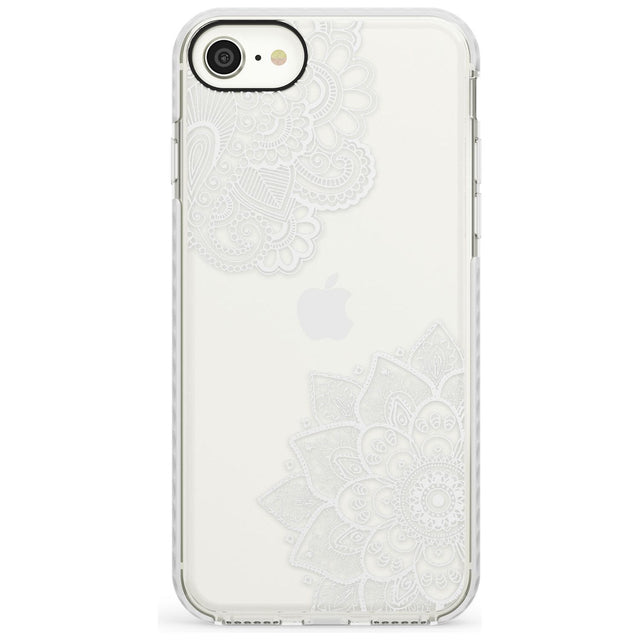 White Henna Florals Impact Phone Case for iPhone SE 8 7 Plus