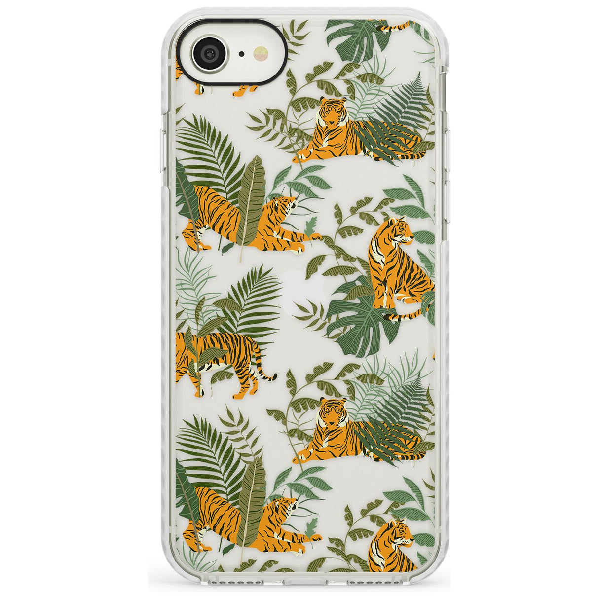 ClearTiger & Fern Jungle Cat Pattern Impact Phone Case for iPhone SE 8 7 Plus