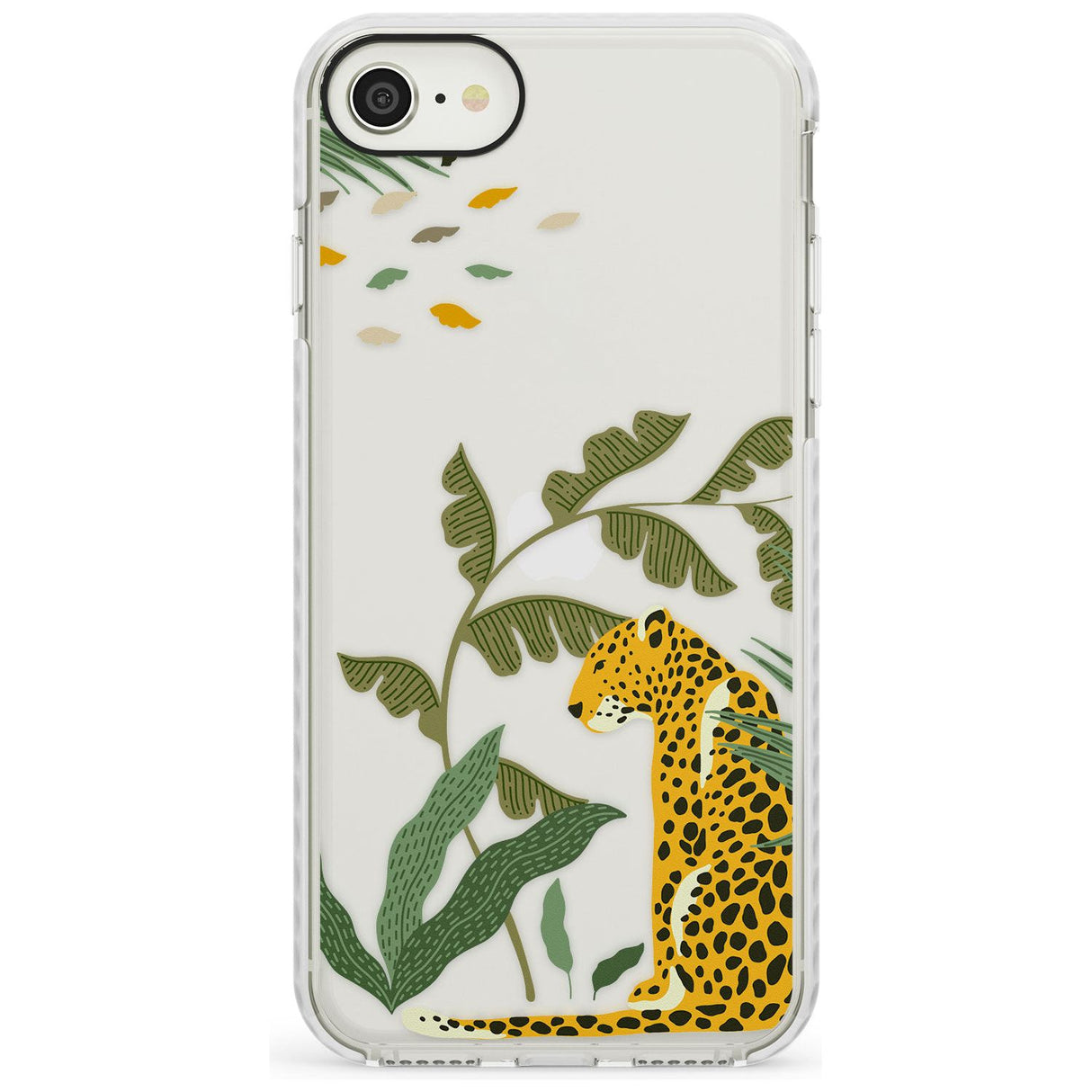 Large Jaguar Clear Jungle Cat Pattern Impact Phone Case for iPhone SE 8 7 Plus