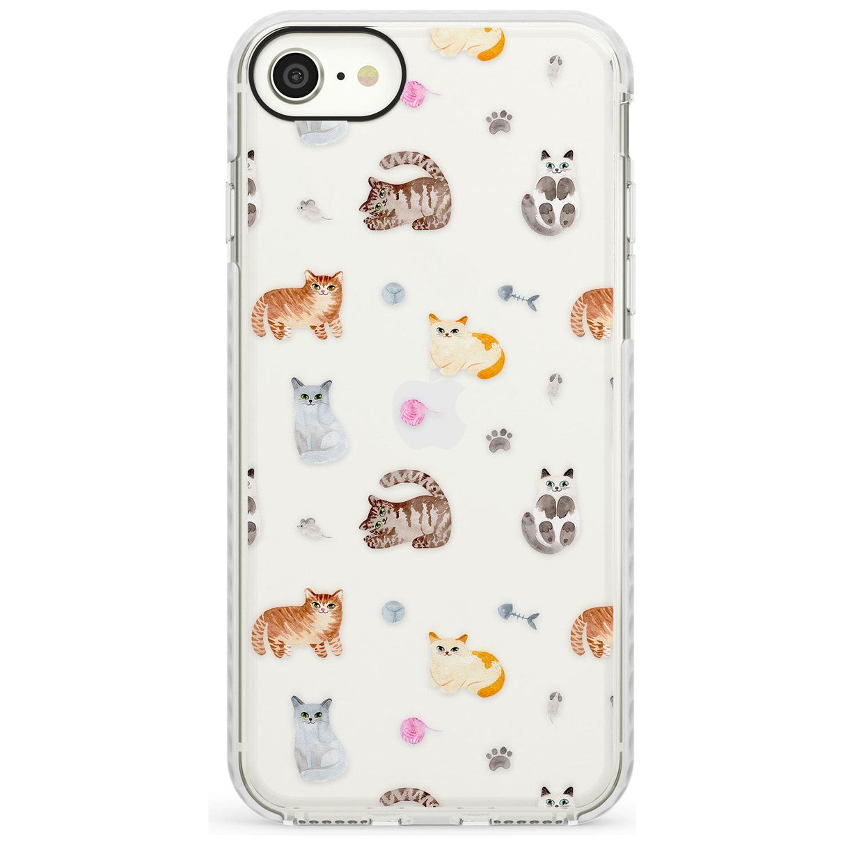 Cats with Toys - Clear Slim TPU Phone Case for iPhone SE 8 7 Plus