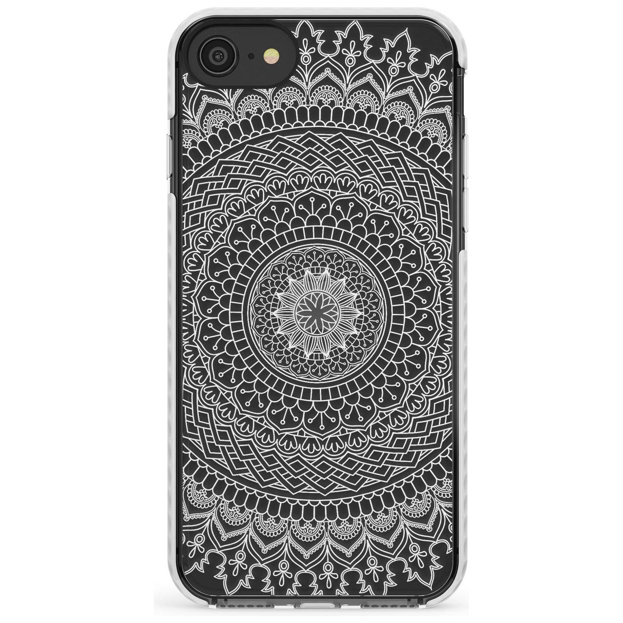 Large White Mandala Transparent Design Slim TPU Phone Case for iPhone SE 8 7 Plus