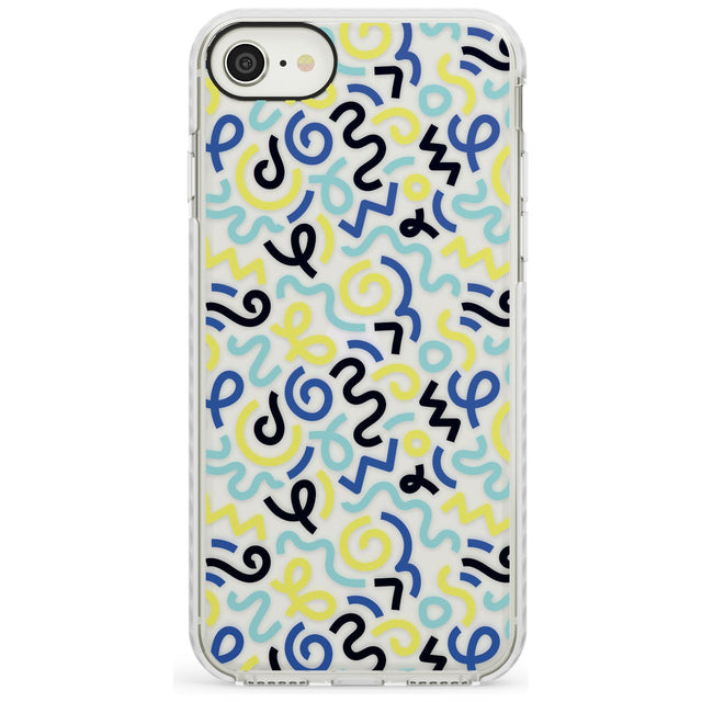 Blue & Yellow Shapes Memphis Retro Pattern Design Impact Phone Case for iPhone SE 8 7 Plus