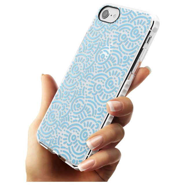 Light Blue Pattern Memphis Retro Pattern Design Impact Phone Case for iPhone SE 8 7 Plus