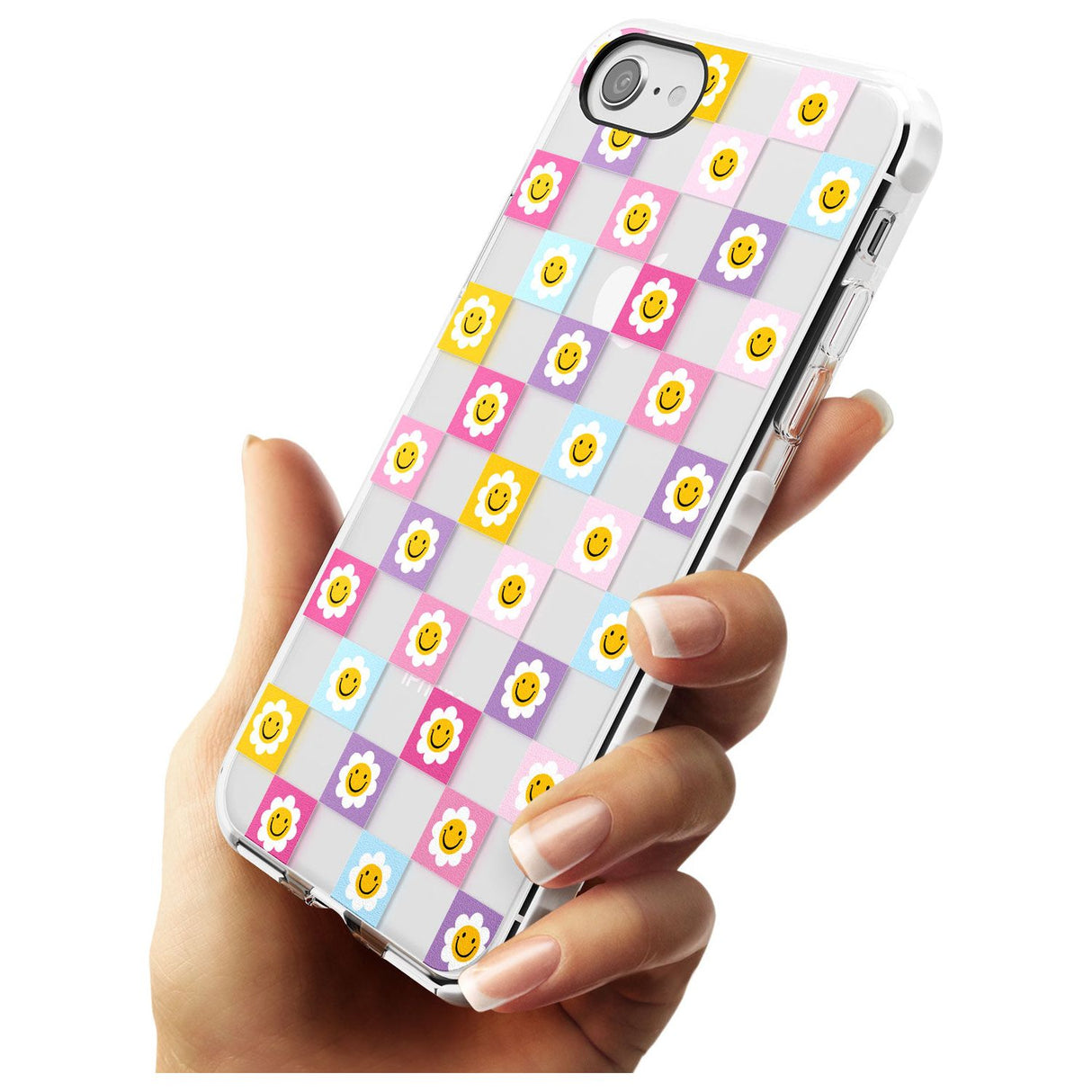 Daisy Squares Pattern Impact Phone Case for iPhone SE 8 7 Plus