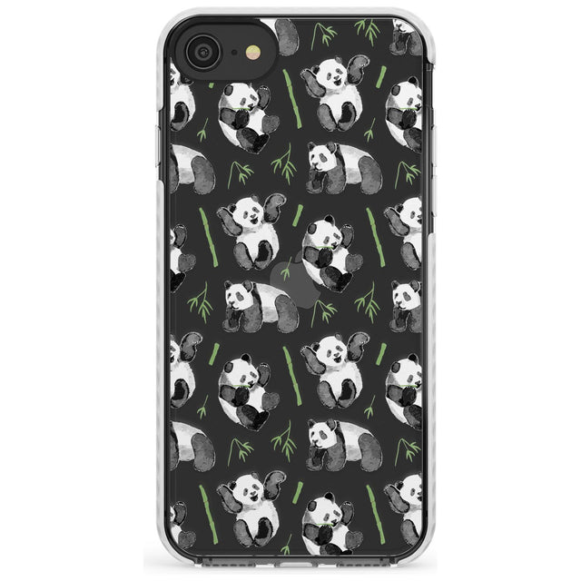 Watercolour Panda Pattern Slim TPU Phone Case for iPhone SE 8 7 Plus