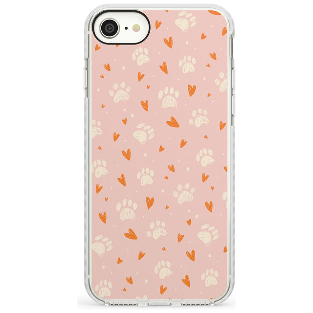 Paws & Hearts Pattern Slim TPU Phone Case for iPhone SE 8 7 Plus