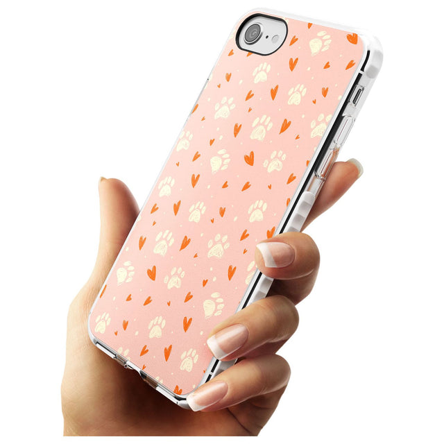 Paws & Hearts Pattern Slim TPU Phone Case for iPhone SE 8 7 Plus