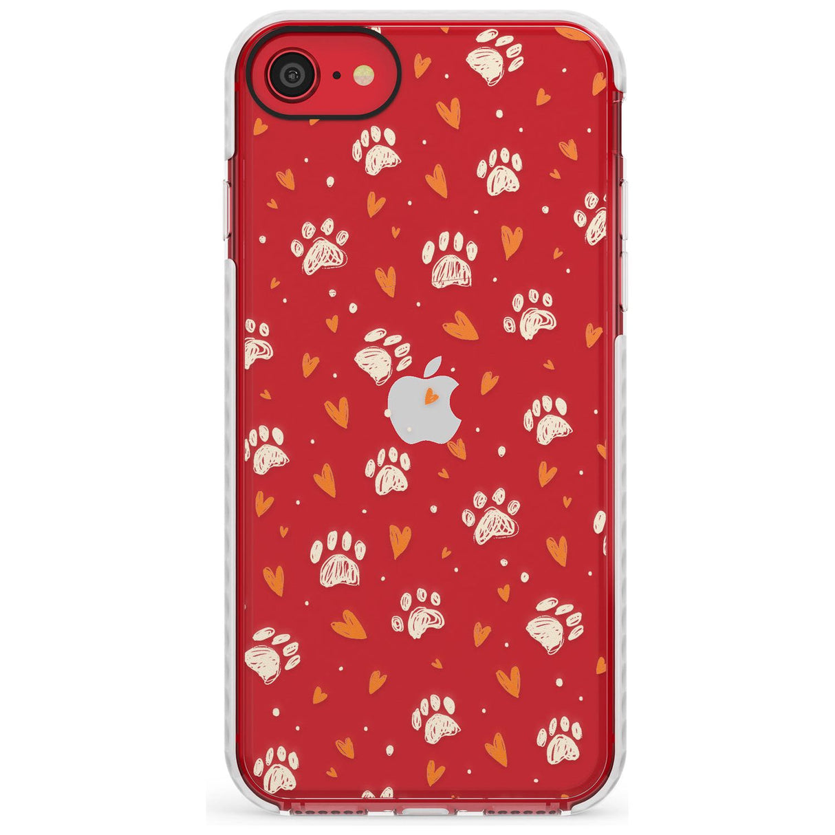 Paws & Hearts Pattern (Clear) Slim TPU Phone Case for iPhone SE 8 7 Plus