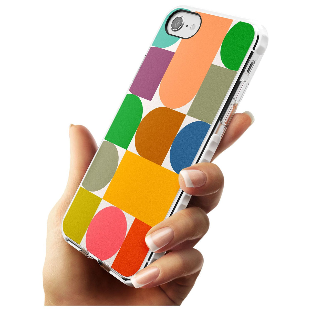 Abstract Retro Shapes: Rainbow Mix Slim TPU Phone Case for iPhone SE 8 7 Plus