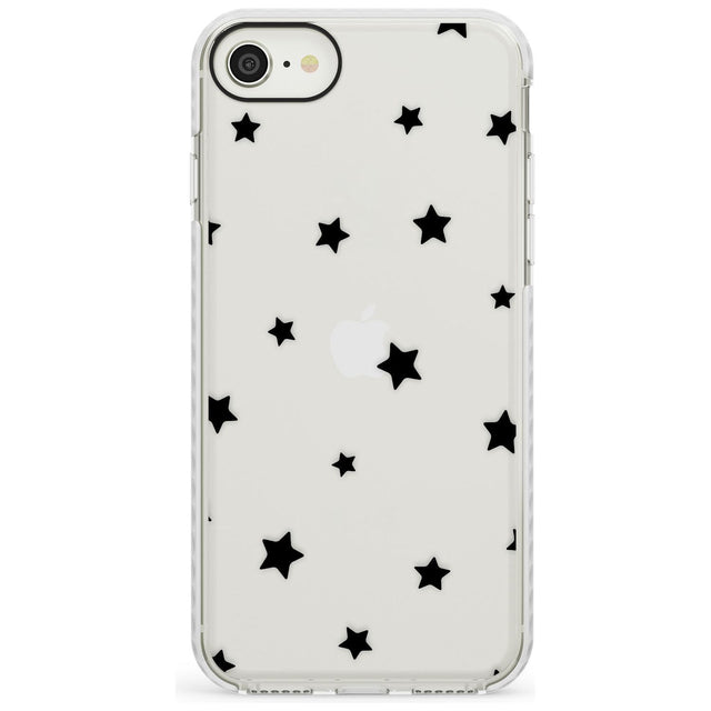 Black Stars Pattern Impact Phone Case for iPhone SE 8 7 Plus