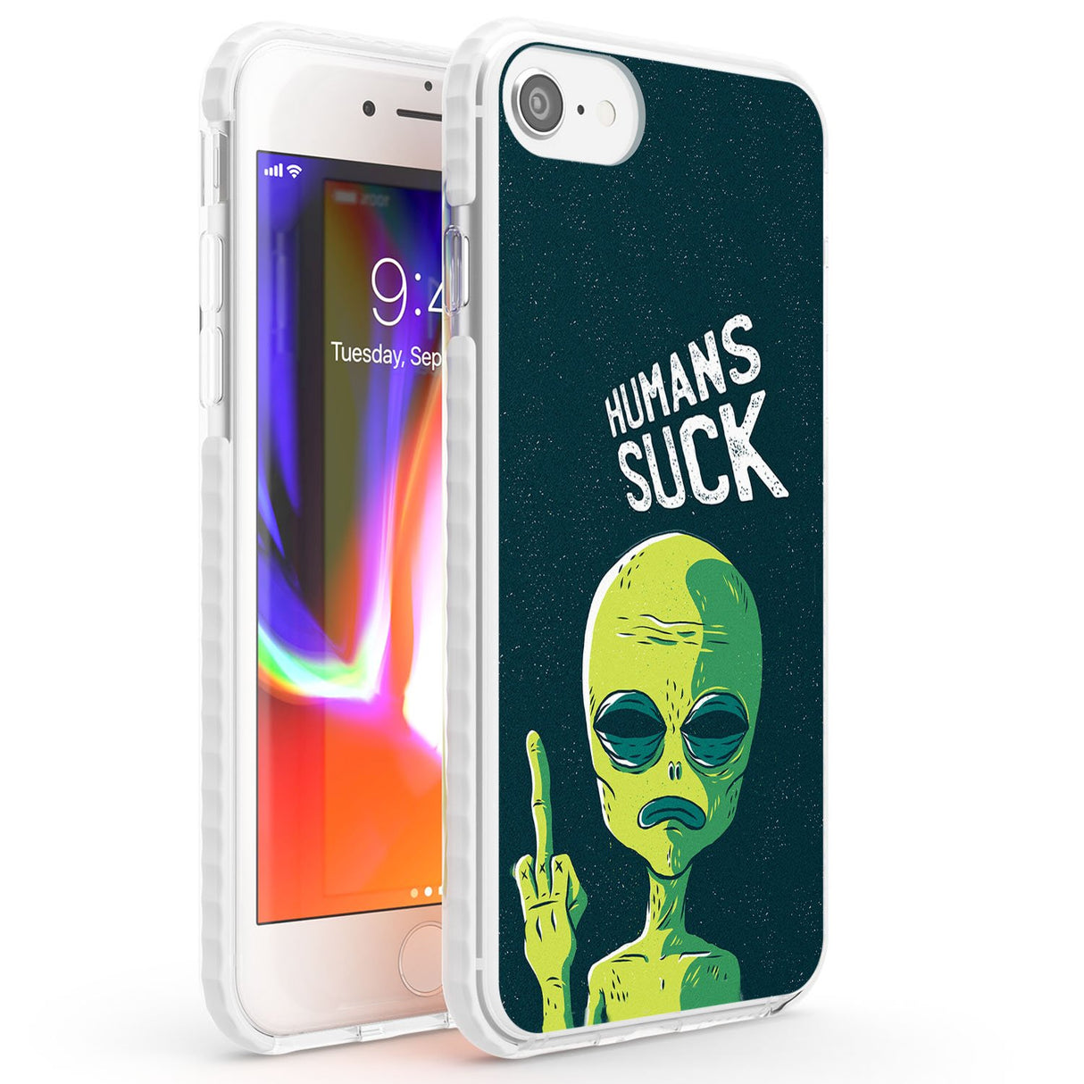 Humans Suck Alien Phone Case iPhone 7/8 / Impact Case,iPhone SE / Impact Case Blanc Space