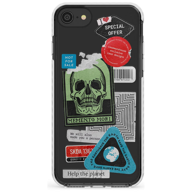 Skull Sticker Mix Slim TPU Phone Case for iPhone SE 8 7 Plus