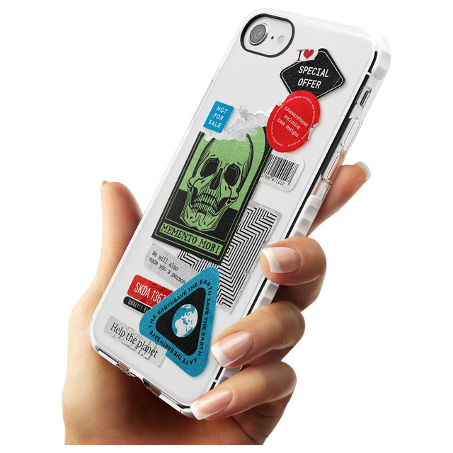 Skull Sticker Mix Slim TPU Phone Case for iPhone SE 8 7 Plus