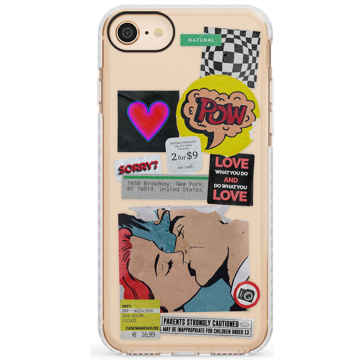 Retro Sticker Mix Slim TPU Phone Case for iPhone SE 8 7 Plus