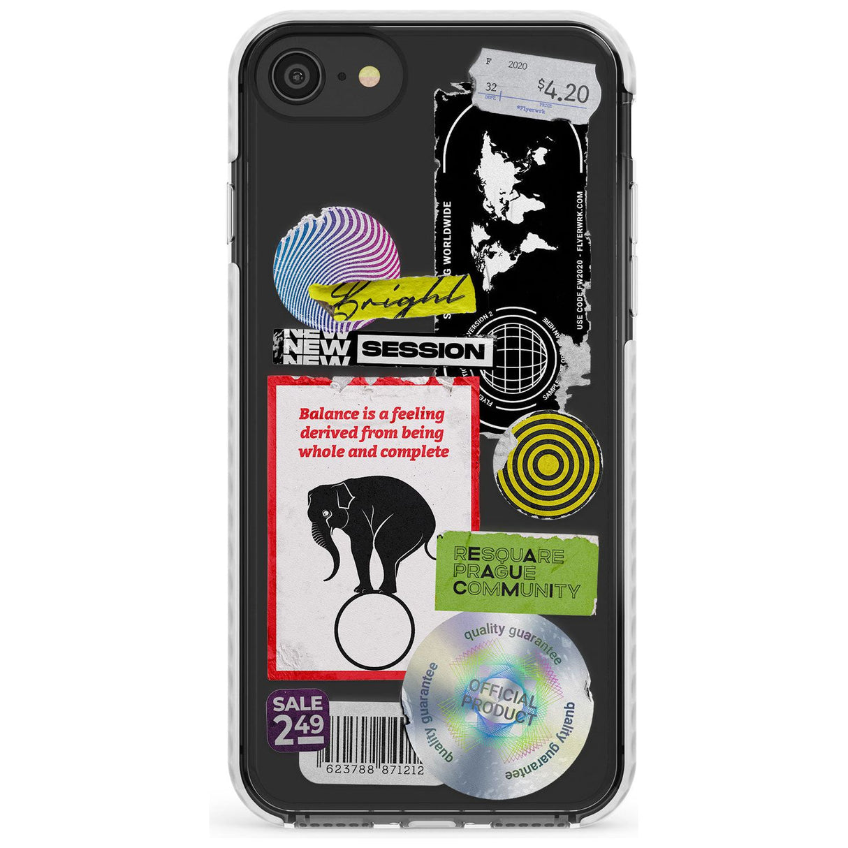 Peeled Sticker Mix Slim TPU Phone Case for iPhone SE 8 7 Plus