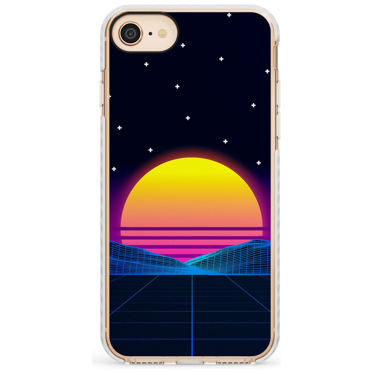 Retro Sunset Vaporwave Impact Phone Case for iPhone SE 8 7 Plus