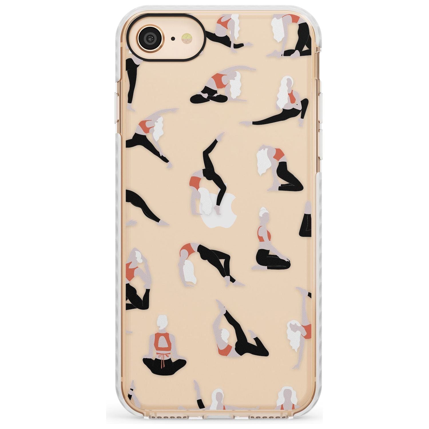 Yoga Poses Clear Slim TPU Phone Case for iPhone SE 8 7 Plus