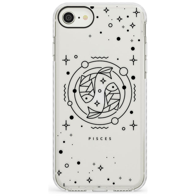 Pisces Emblem - Transparent Design Impact Phone Case for iPhone SE 8 7 Plus