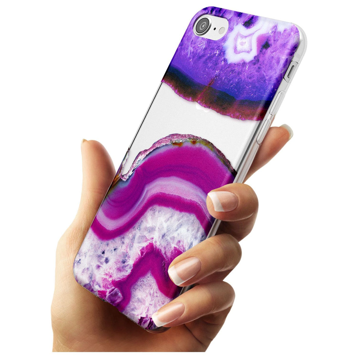 Purple & White Gemstone Crystal Clear Design Slim TPU Phone Case for iPhone SE 8 7 Plus