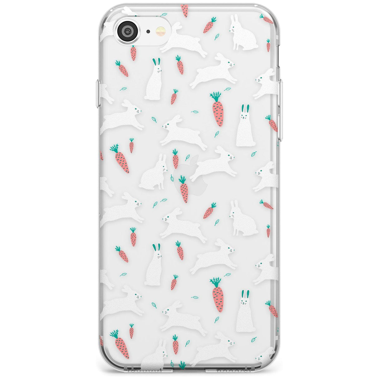 White Bunnies and Carrots Slim TPU Phone Case for iPhone SE 8 7 Plus