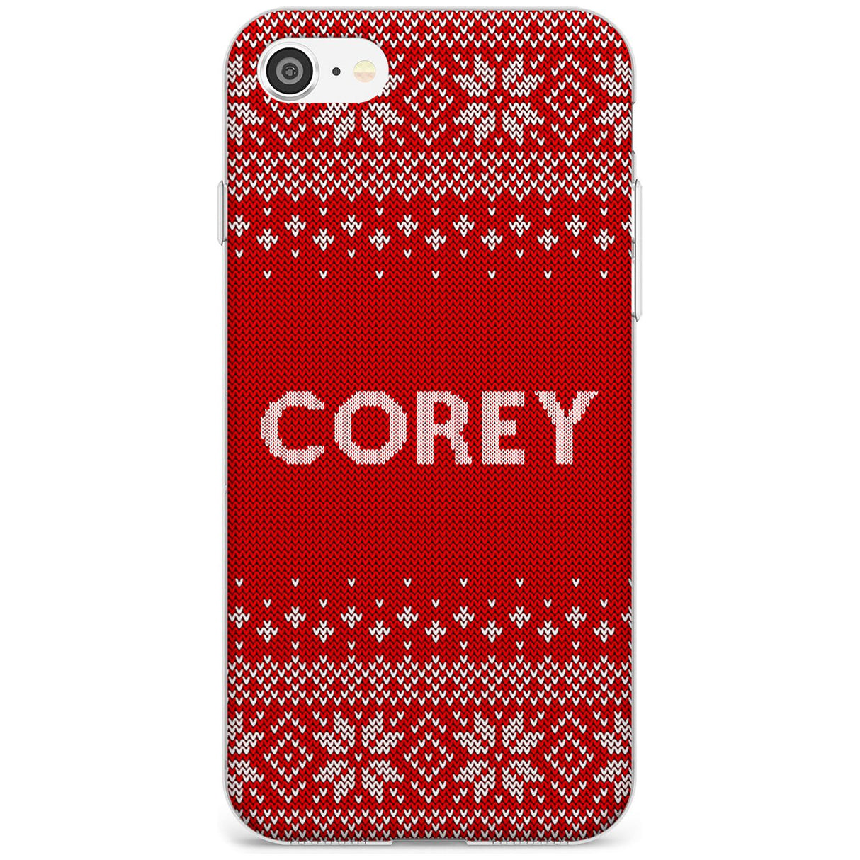 Personalised Red Christmas Knitted Jumper Slim TPU Phone Case for iPhone SE 8 7 Plus