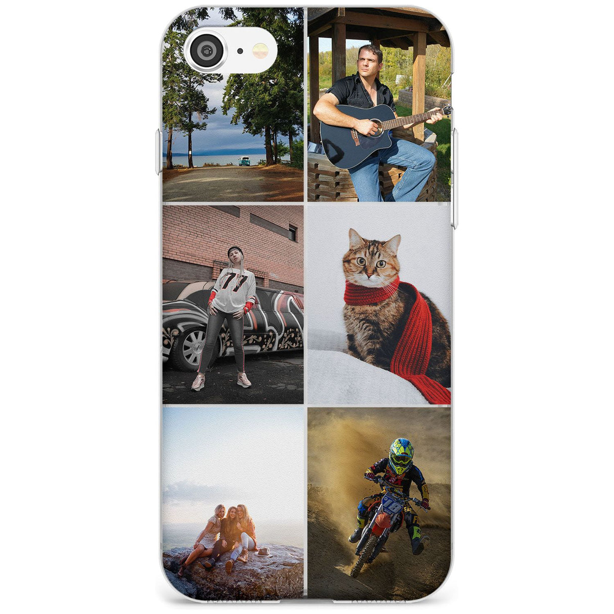 6 Photo Grid  Black Impact Phone Case for iPhone SE 8 7 Plus