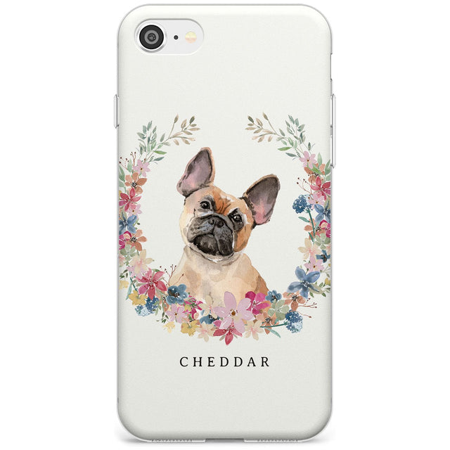 Tan French Bulldog Watercolour Dog Portrait Slim TPU Phone Case for iPhone SE 8 7 Plus