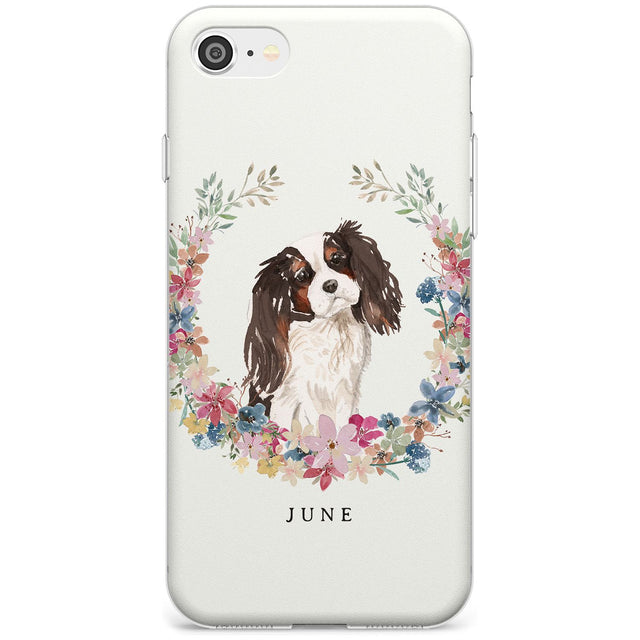 Tri Coloured King Charles Watercolour Dog Portrait Slim TPU Phone Case for iPhone SE 8 7 Plus