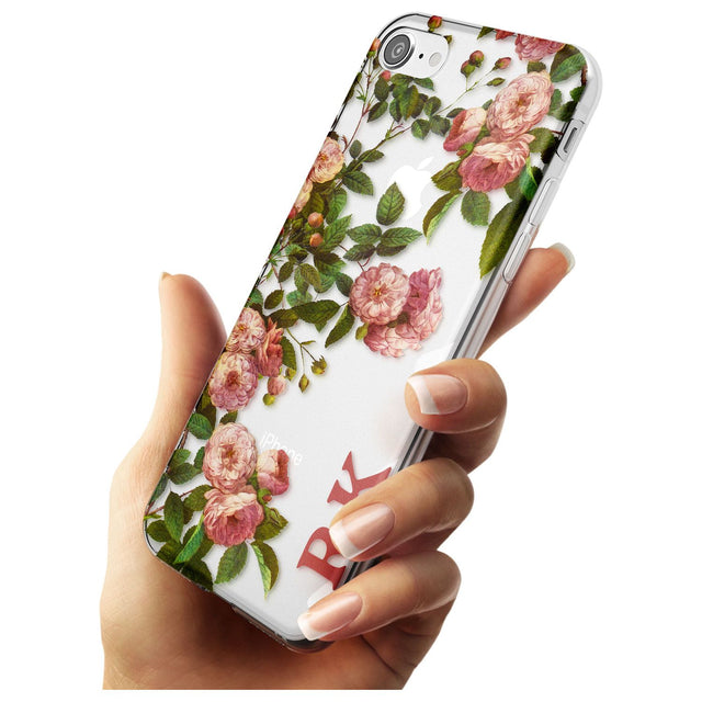 Custom Clear Vintage Floral Pink Garden Roses Slim TPU Phone Case for iPhone SE 8 7 Plus