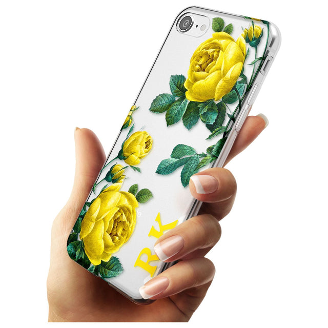 Custom Clear Vintage Floral Yellow Roses Slim TPU Phone Case for iPhone SE 8 7 Plus