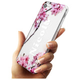 Cherry Blossoms with Custom Text Black Impact Phone Case for iPhone SE 8 7 Plus