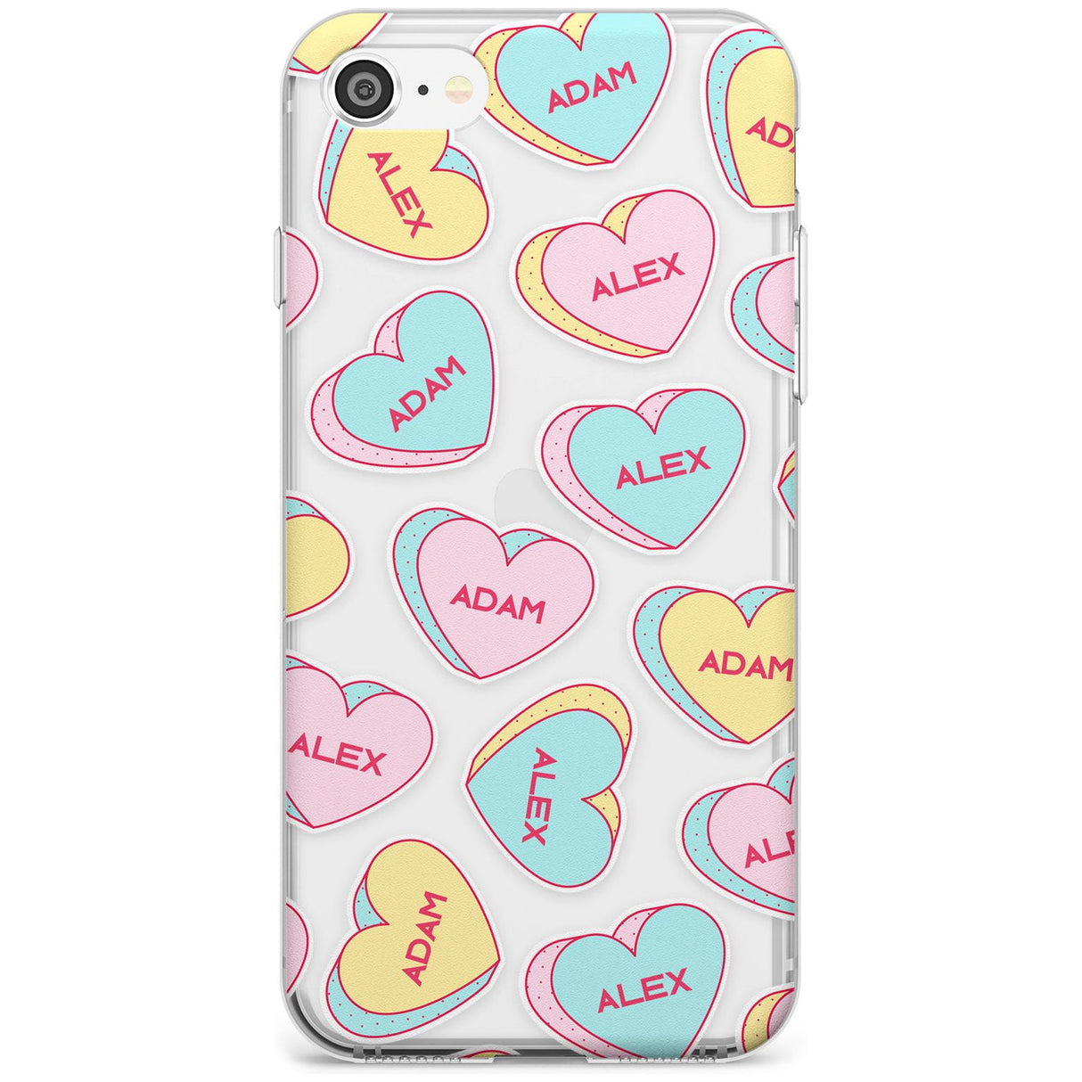 Custom Text Love Hearts Black Impact Phone Case for iPhone SE 8 7 Plus