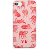 Red Tiger Outlines on Pink iPhone Case  Slim Case Custom Phone Case - Case Warehouse