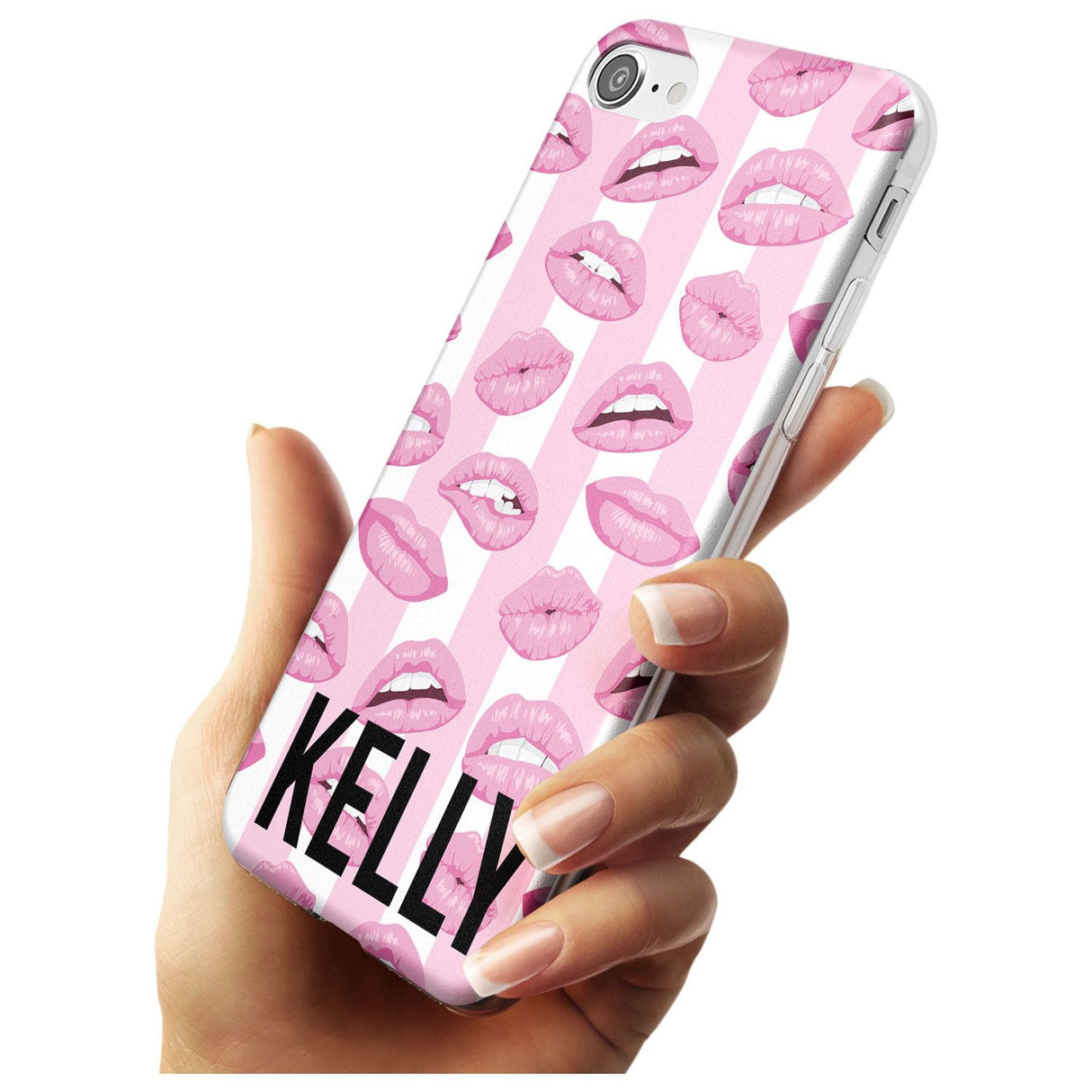 Pink Stripes & Lips iPhone Case   Custom Phone Case - Case Warehouse