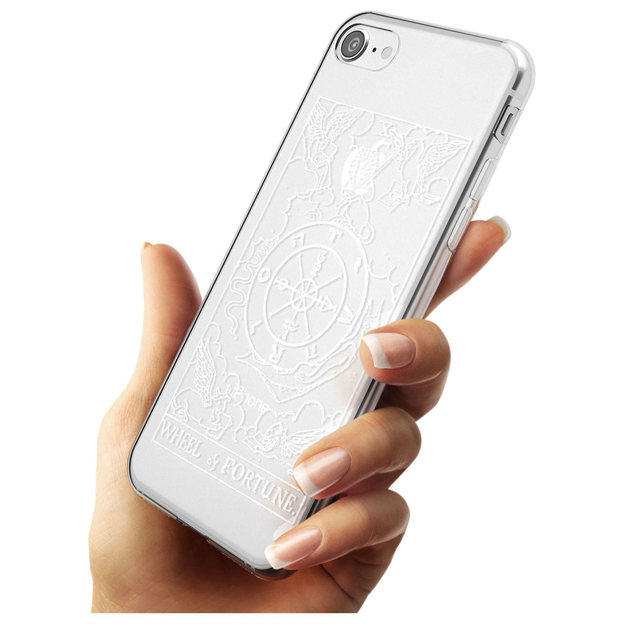 Wheel of Fortune Tarot Card - White Transparent Black Impact Phone Case for iPhone SE 8 7 Plus