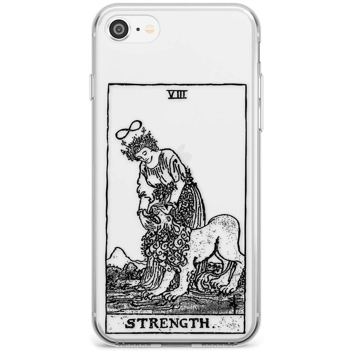 Strength Tarot Card - Transparent Black Impact Phone Case for iPhone SE 8 7 Plus