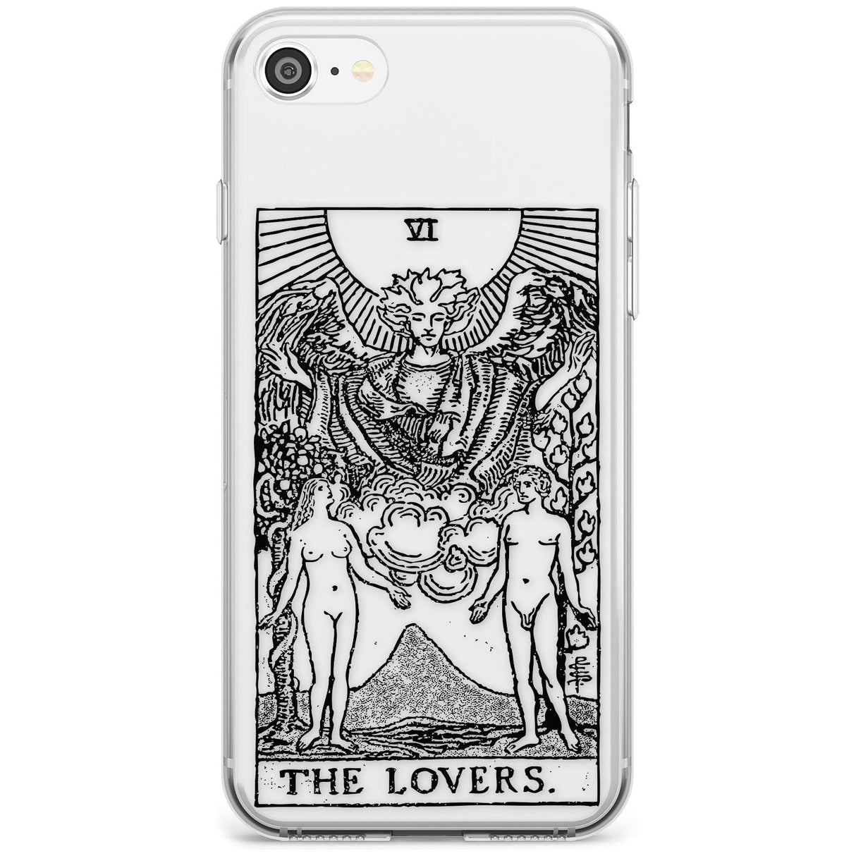 The Lovers Tarot Card - Transparent Black Impact Phone Case for iPhone SE 8 7 Plus