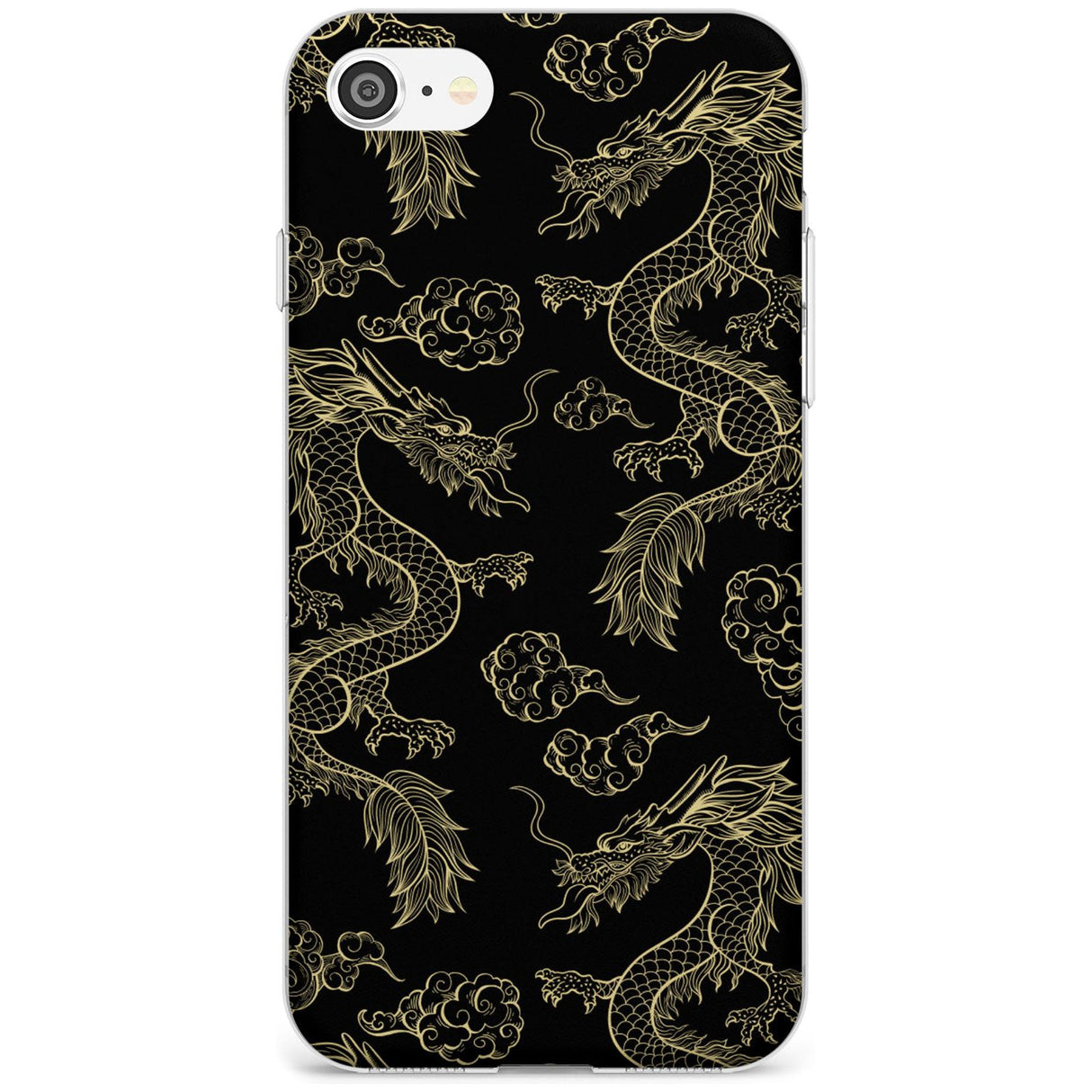 Black and Gold Dragon Pattern Slim TPU Phone Case for iPhone SE 8 7 Plus